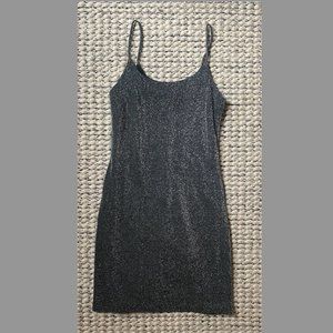 Vintage Shimmery Black Fitted Dress - Small